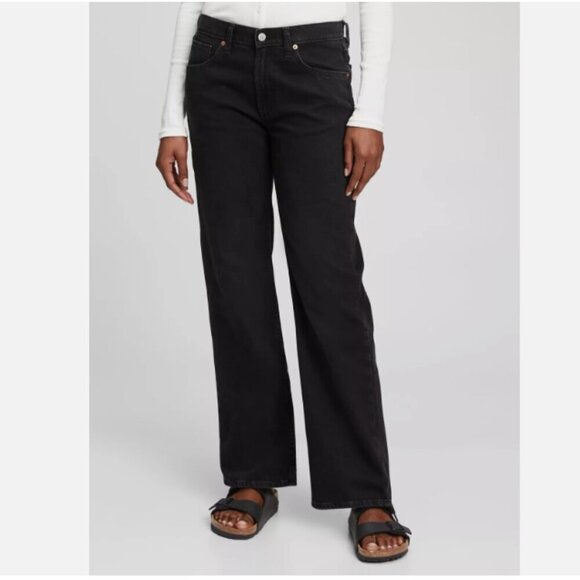 GAP Mid Rise Black Wash 90's Style Loose Straight Jeans Size 25/0 #752100 RT$80 - Picture 5 of 14
